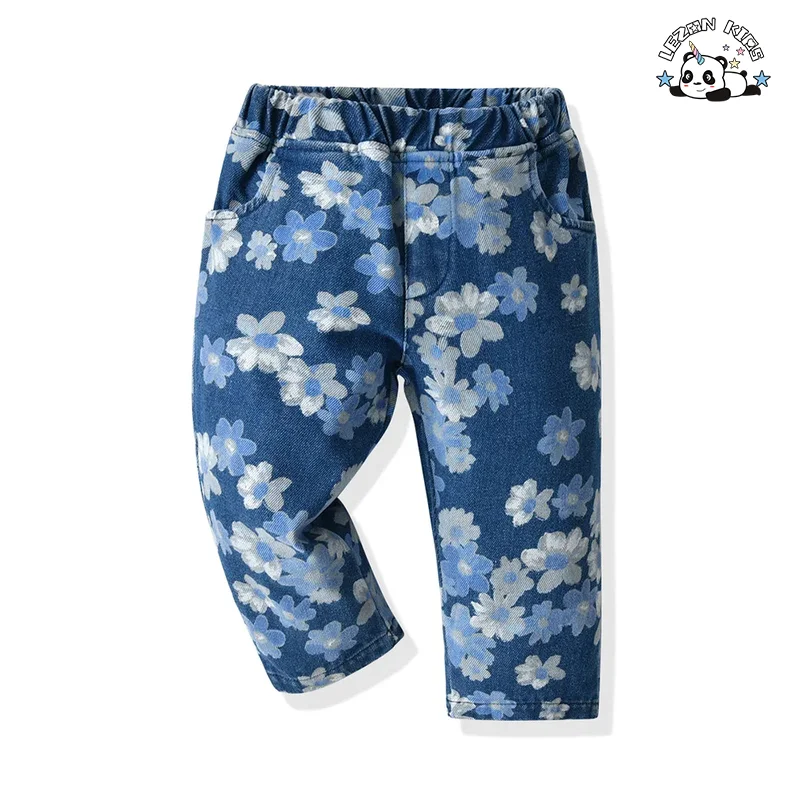 LEZONKIDS - Kids Clothing Wholesale Kids Denim Jackets Flower Print Spring Autumn Boy Set